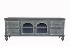 60" Farmhouse TV Stand with 4 Drawers & 2 Glass Doors