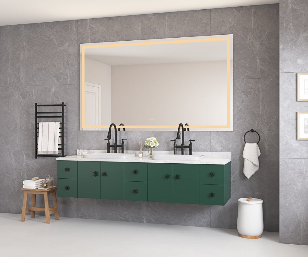 84 x 48 Inch LED Bathroom Mirror with Front and Backlight