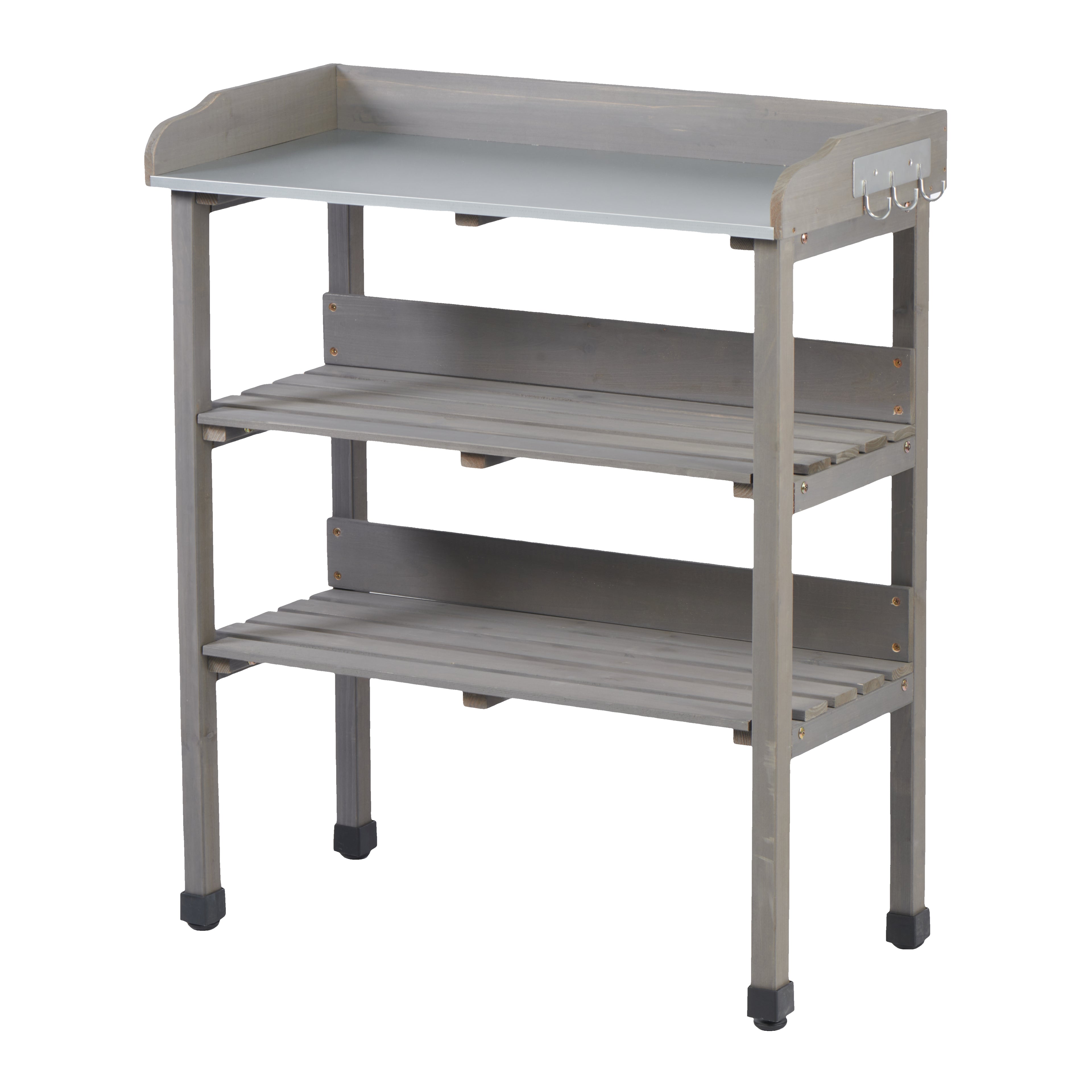 30″x14.5″×35.5″ Potting Table with Metal Tabletop
