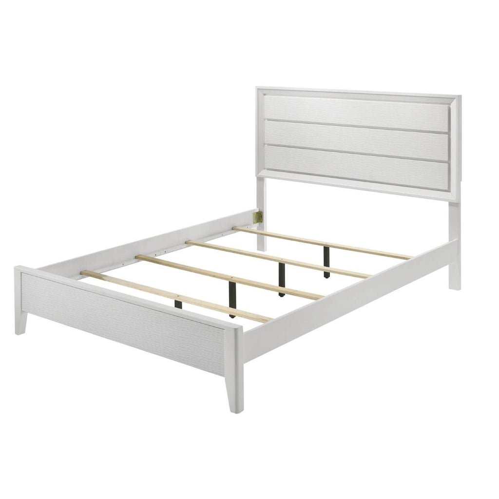 White California King Size Bed with Wave Texture
