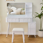 Modern Makeup Vanity Desk with LED Lights & Mirror