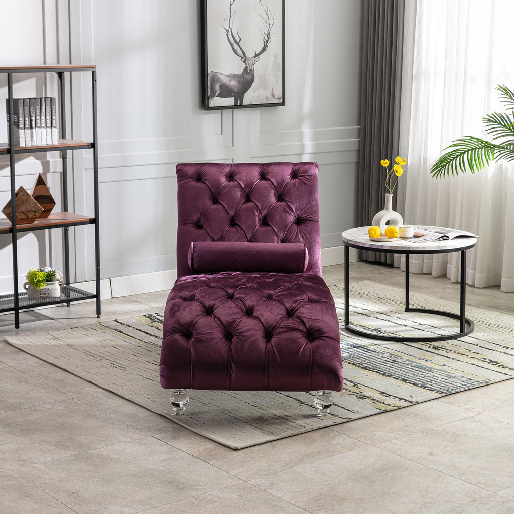 Velvet Chaise Lounge Indoor Chair (Purple Velvet)