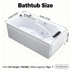 67 in. x 34 in. Acrylic Whirlpool Bathtub with Center Drain