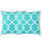 2 Pack Outdoor Pillow Covers - Aqua Moroccan
