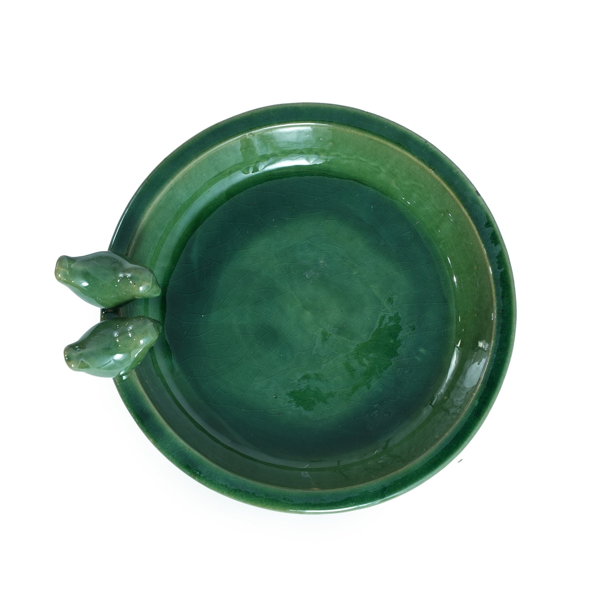 Handmade Ceramic Bird Bath - 11.8 Inch Olive