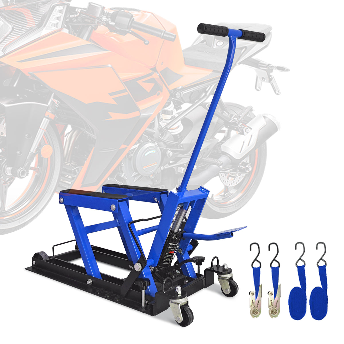 Hydraulic Motorcycle Lift Jack, 1500 LBS Capacity, Blue