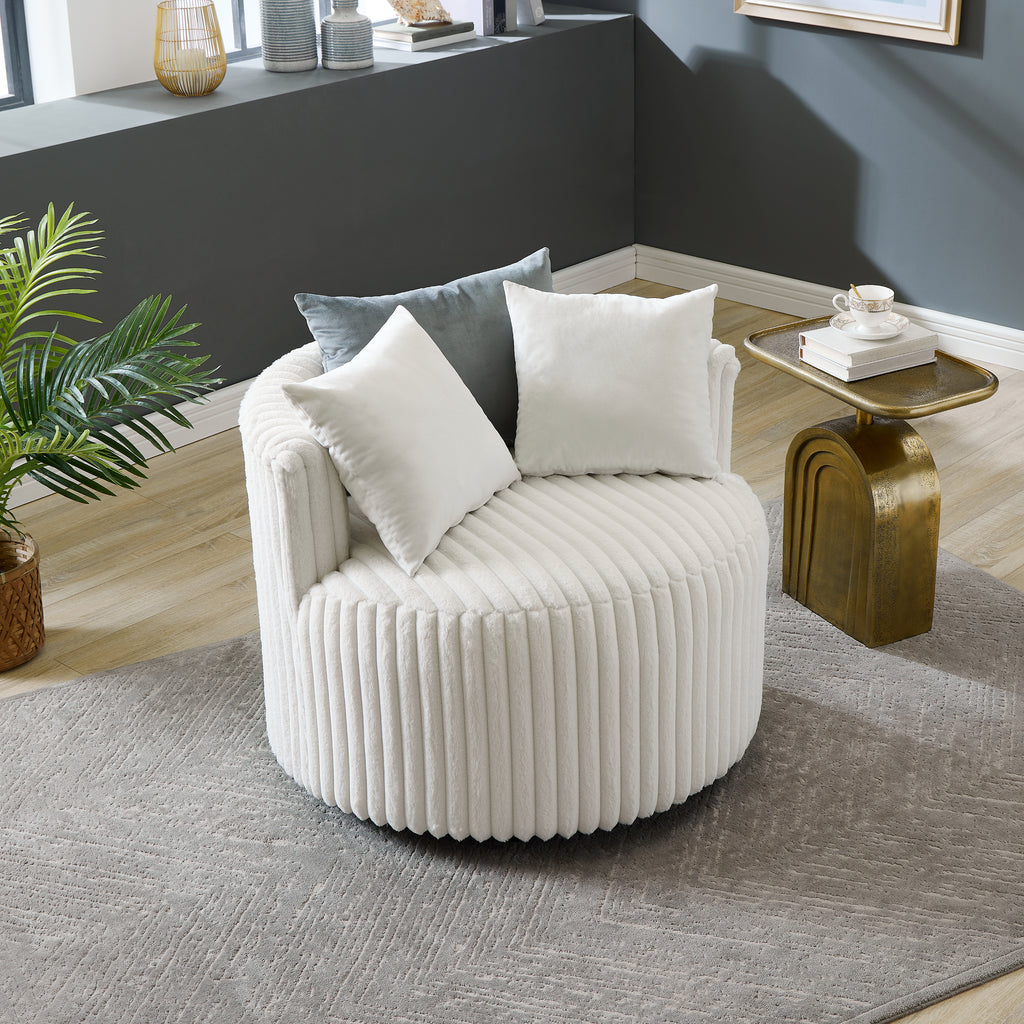 Malna Plush Wide Wale Corduroy Upholstered Barrel Accent Chair