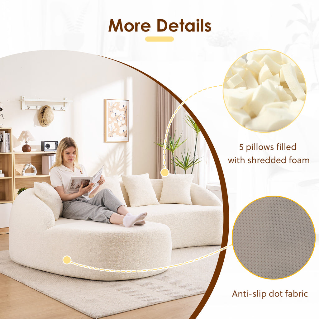 New Boneless L-Shape Sectional Sofa with Curved Chaise