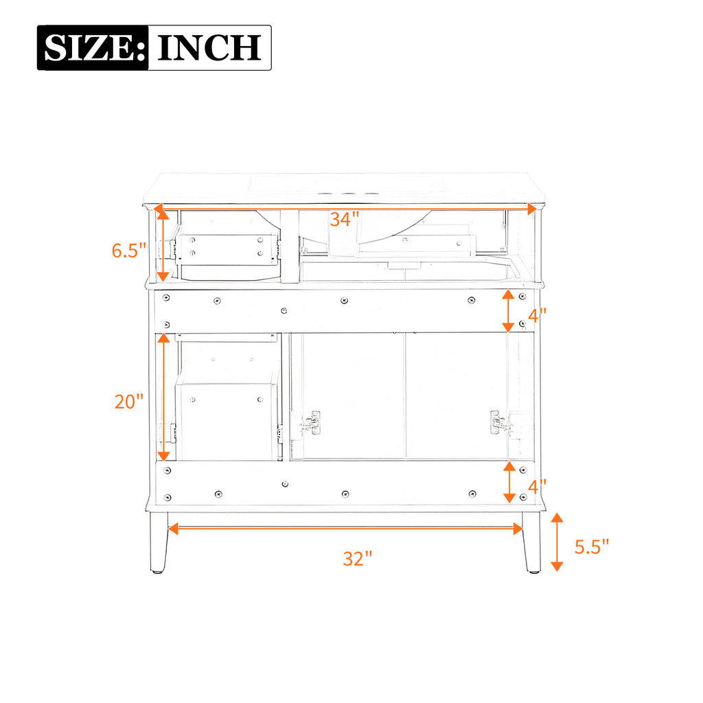36" Light Green Modern Bathroom Vanity