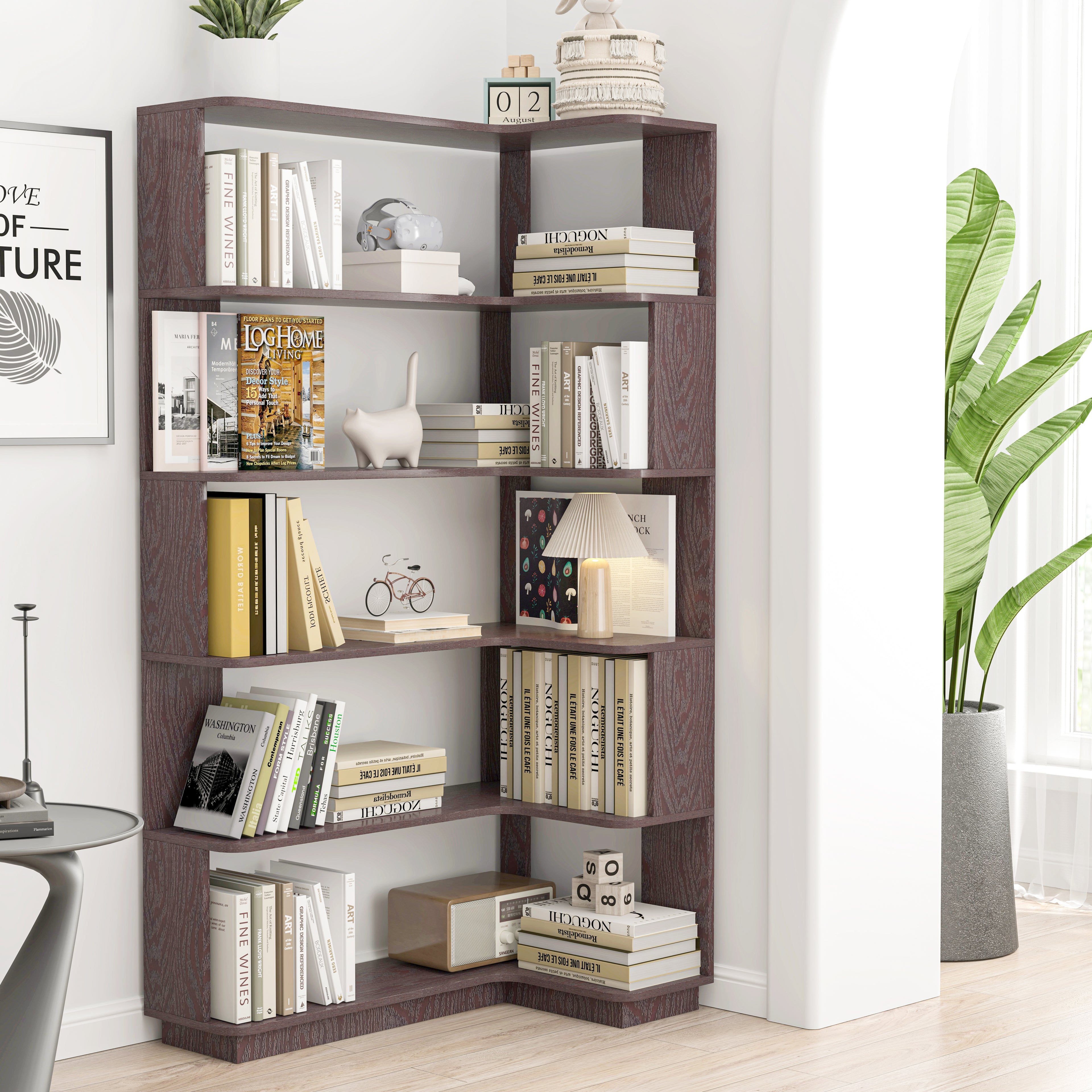 90cm Freestanding Corner Bookshelf