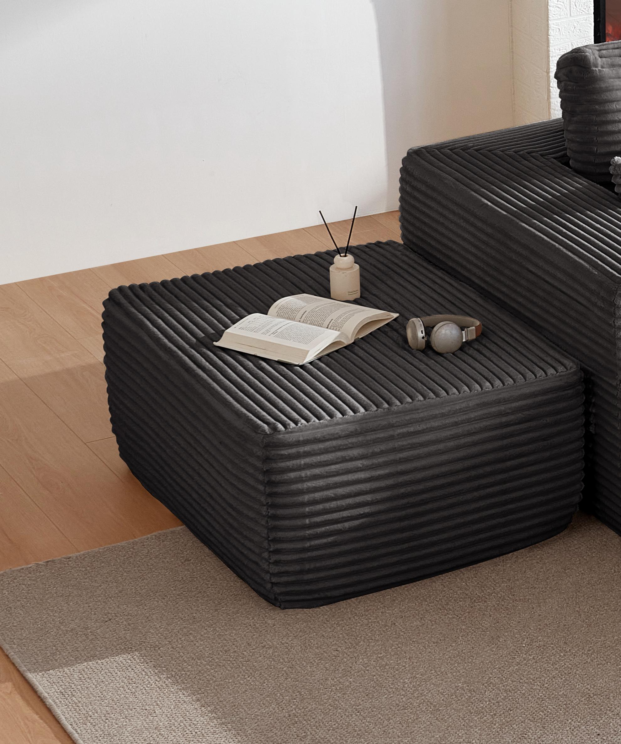 Plush Grey Ottoman