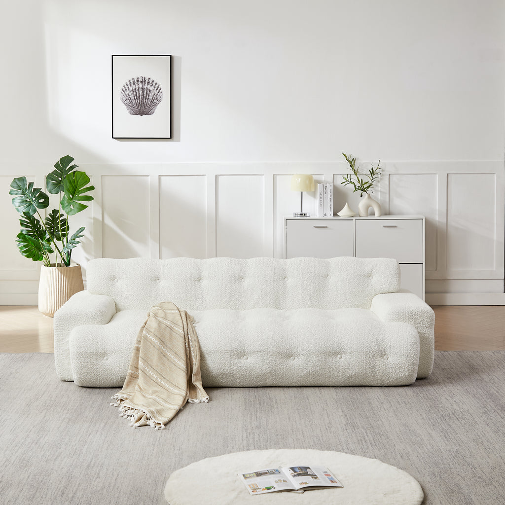 87.4-Inch Cloud Series Minimalist Button-Tufted Three-Seater Sofa