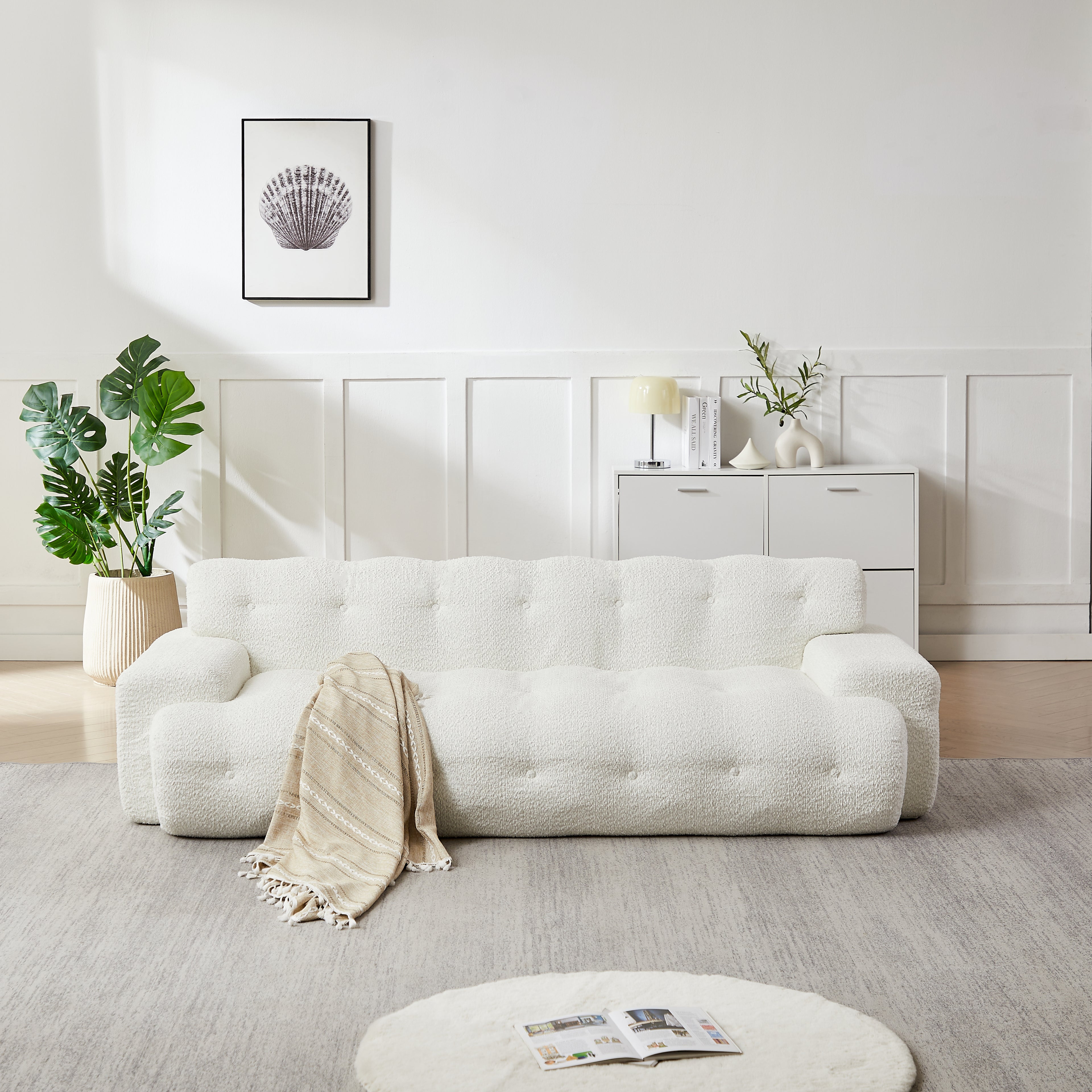 87.4-Inch Cloud Series Minimalist Button-Tufted Three-Seater Sofa