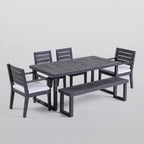 Outdoor 6-Seater Acacia Wood Dining Set with Bench