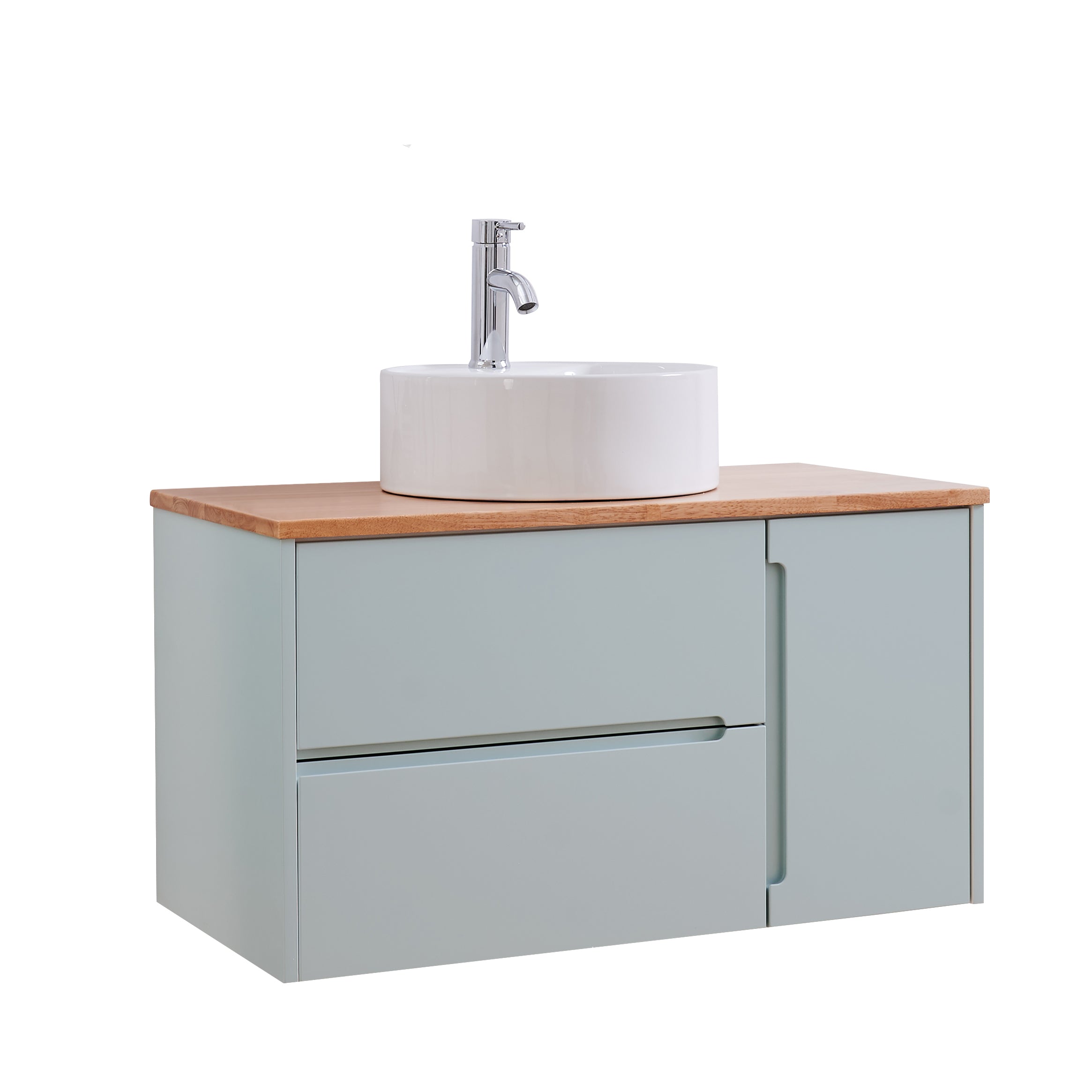 36-Inch Double Drawer + Single Door Wall-Mounted Bathroom Vanity
