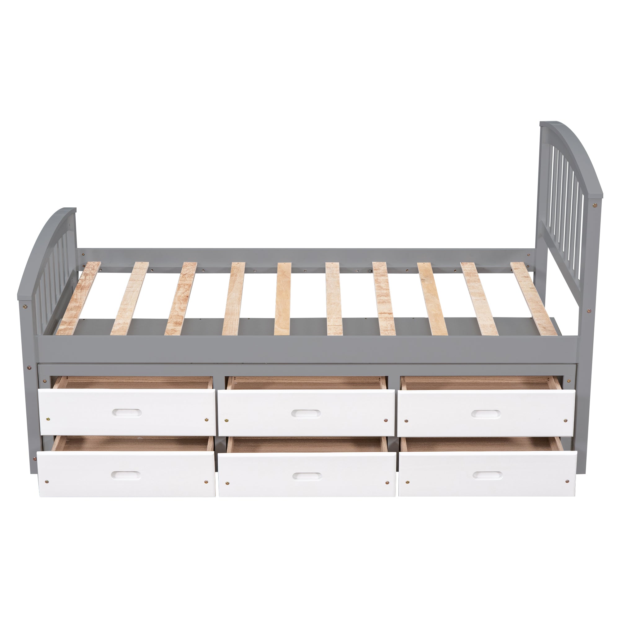 Twin Size Platform Storage Bed with 6 Drawers, Grey