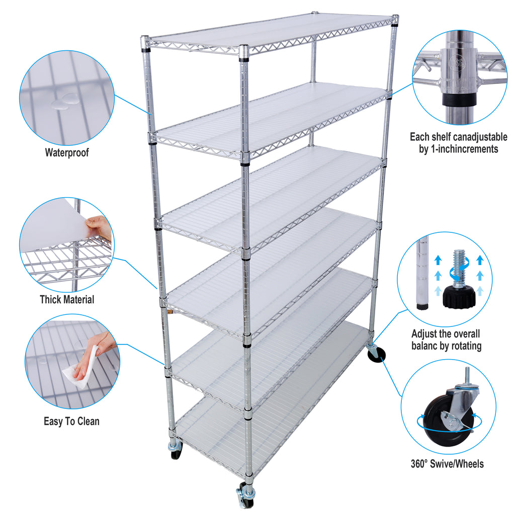 6 Tier Heavy Duty Adjustable Metal Shelving Unit