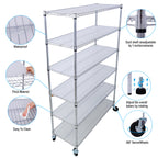6 Tier Heavy Duty Adjustable Metal Shelving Unit