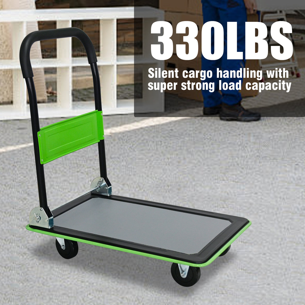 Flatbed Cart with 330lbs Heavy Duty Capacity