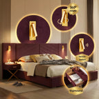 King Size Velvet Bed Frame with Vertical Channel Tufted Wingback Headboard