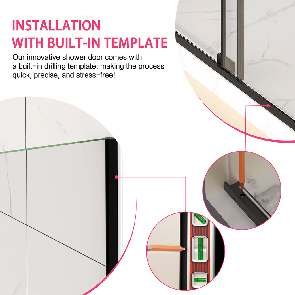 56-60" W x 72" H Semi-Frameless Sliding Shower Door