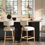 Penny Round Arched Upholstered Counter Stool, Set of 2, Travertine