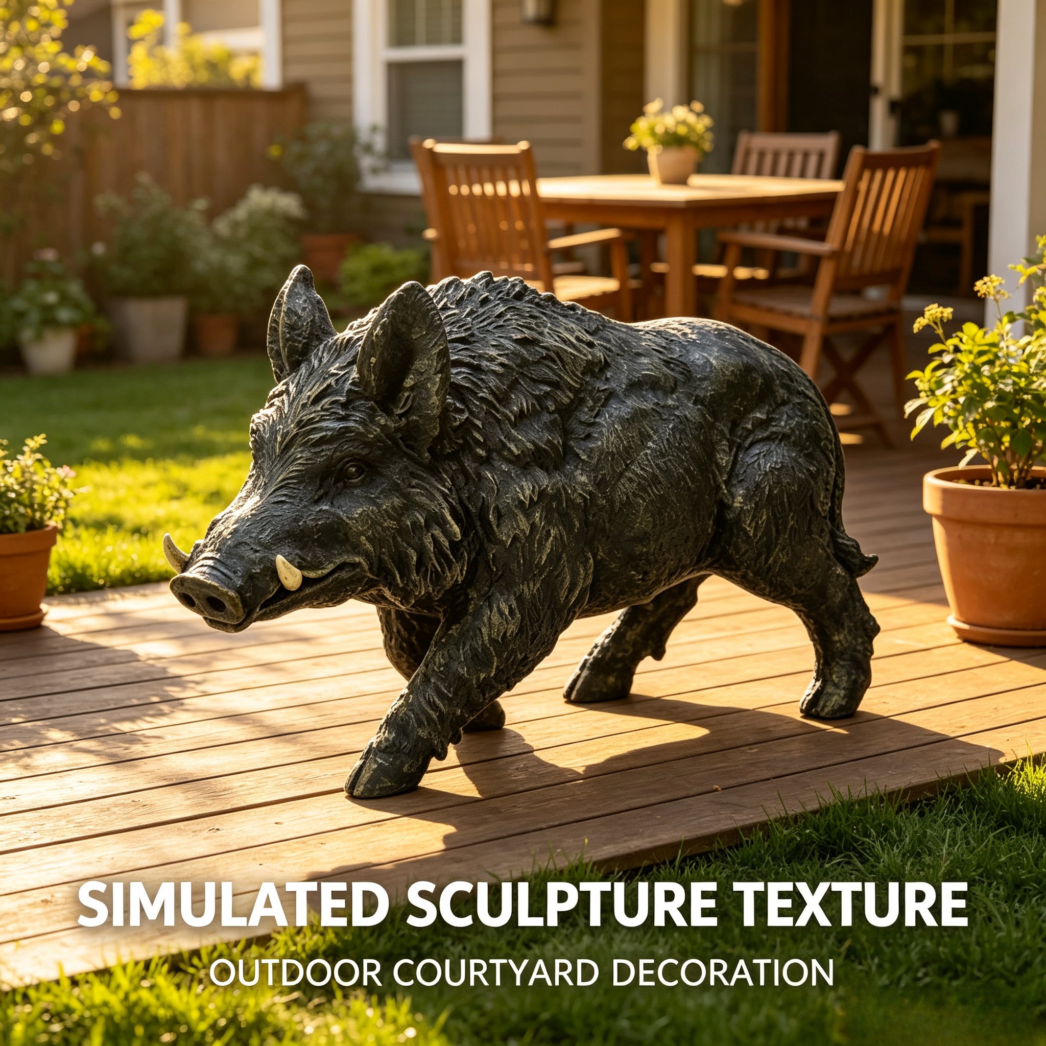 Simulated Wild Boar Resin Garden Statue