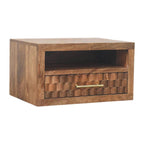 Solid Wood Arno Wall-Mounted Nightstand in Golden Teak