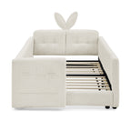 Twin Size Upholstered Platform Bed with Rabbit Ear Headboard