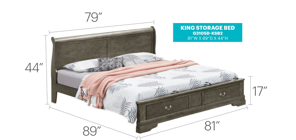 Elegant King Storage Bed