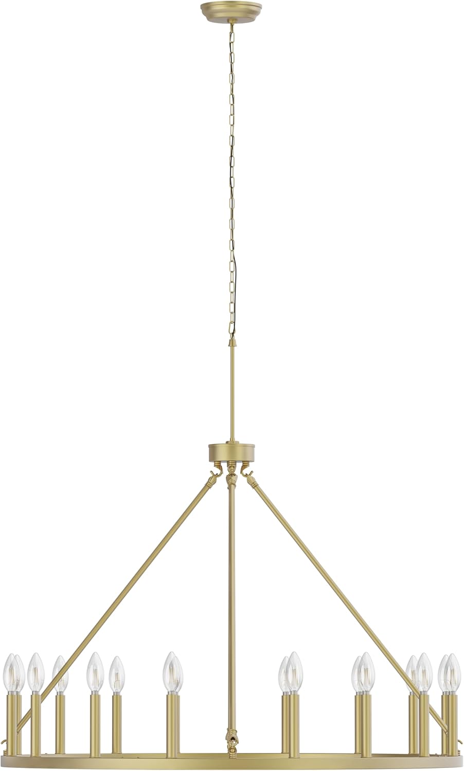 Gold Wagon Wheel Chandelier, 39-Inch Round, 16-Light Ceiling Fixture