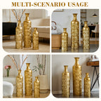 3 Pack Gold Metal Vases