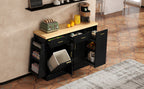 TREXM Multi-Functional Storage Sideboard, Trash Can Storage, Black