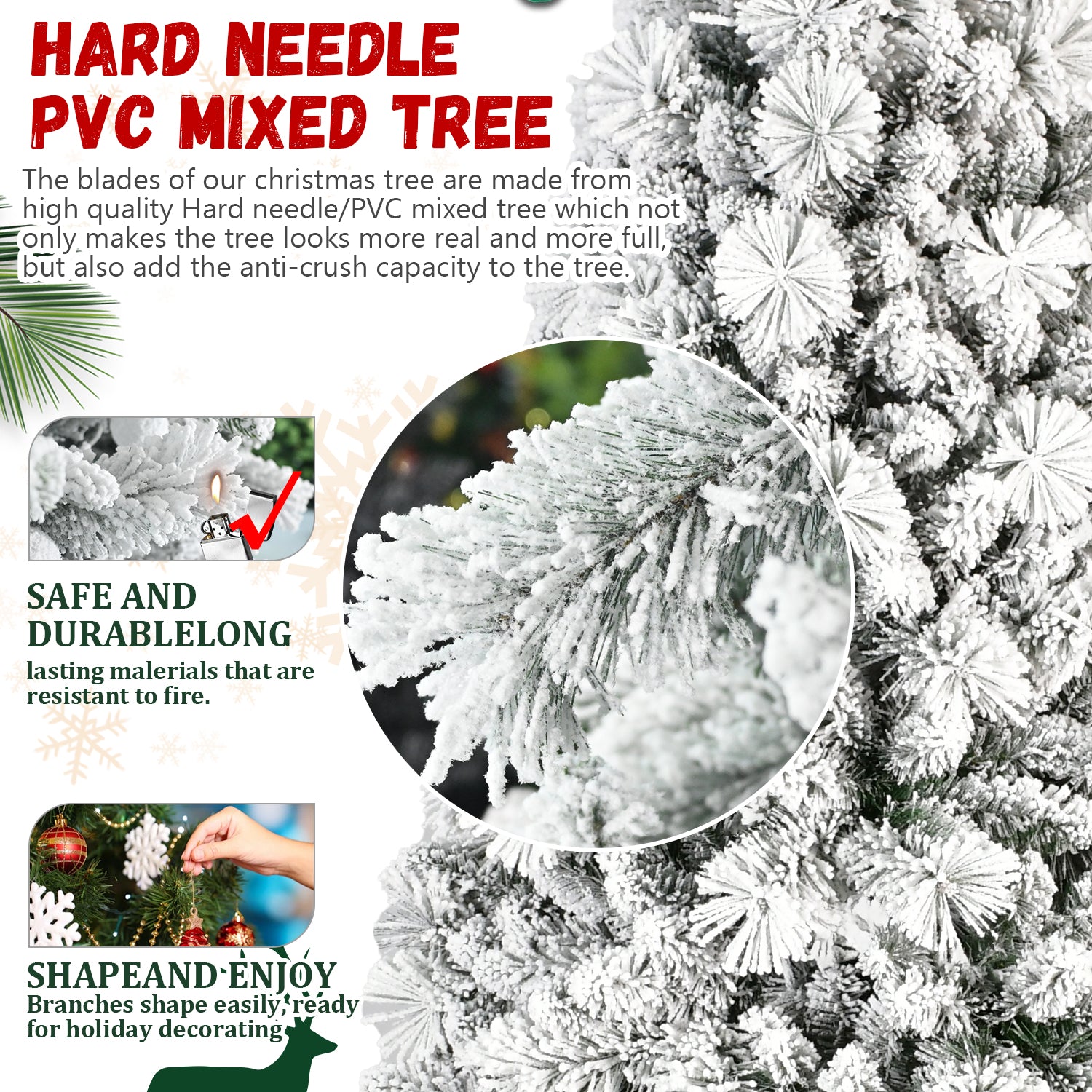 6FT Flocked Christmas Tree with 752 Tips