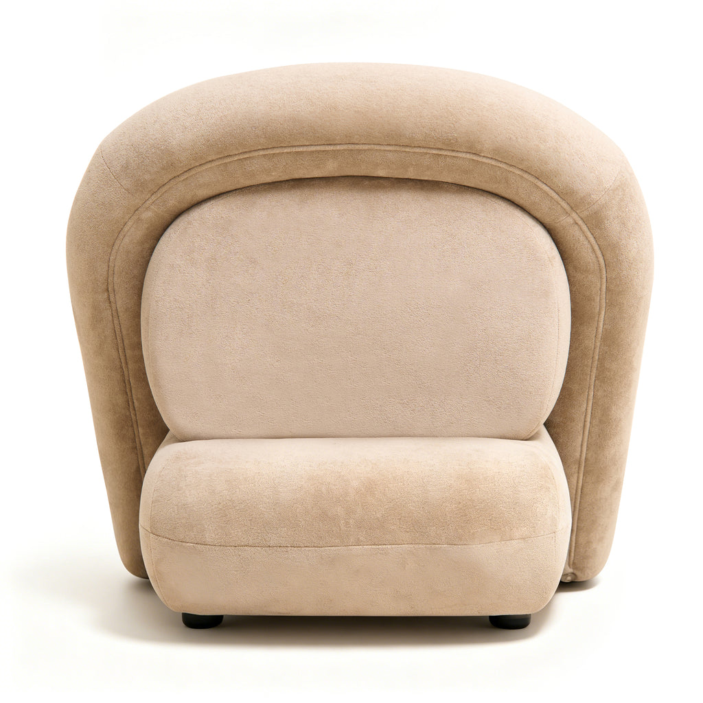 Lounge Chair in Dark Beige Velvet