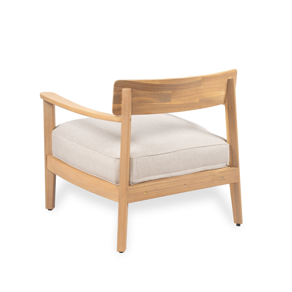 Mallorca Acacia Wood Club Chair With Seat Cushion, Set of 1