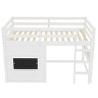 Twin Size Loft Bed With Playful Sliding Chalkboard