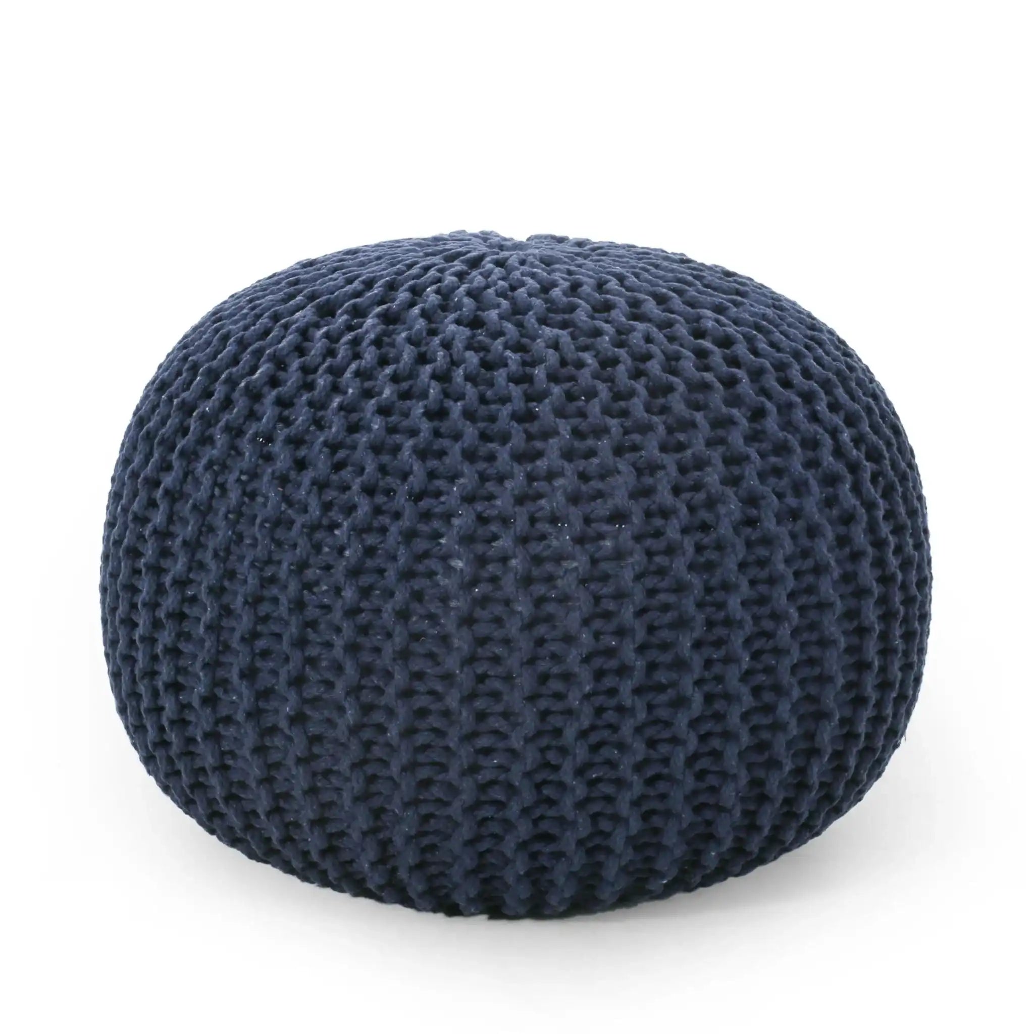 Bordeaux Knitted Cotton Round Pouf Ottoman Floor Cushion