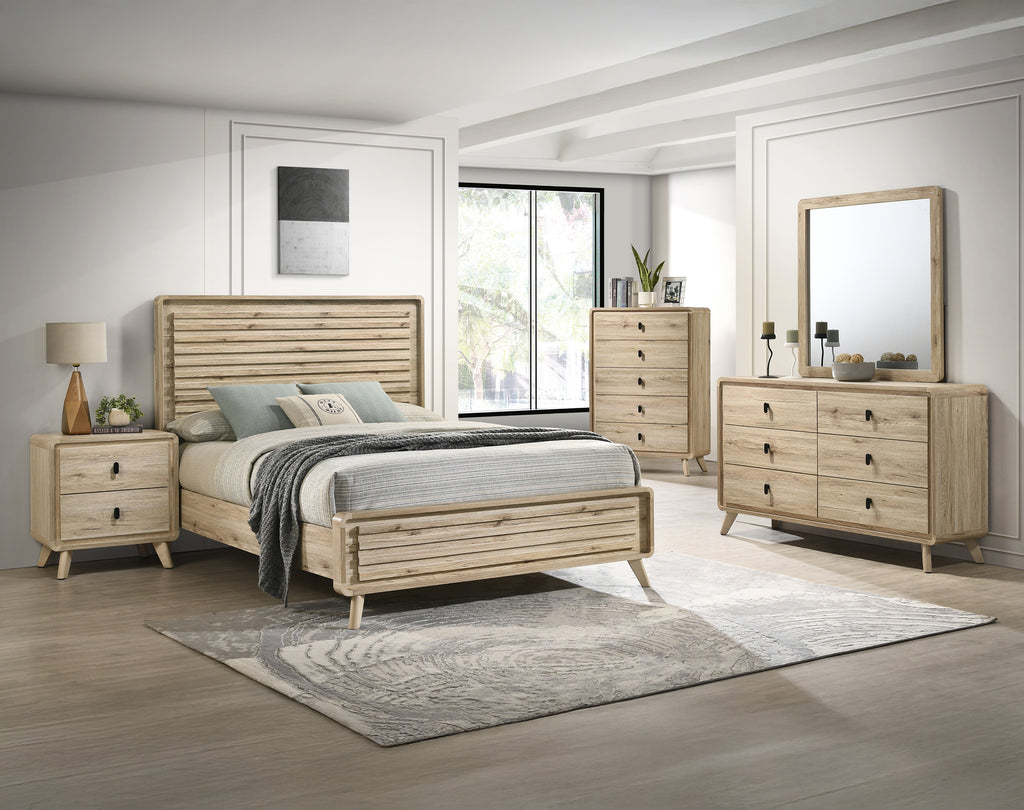 Mid-Century-Inspired Queen Size Panel Bed