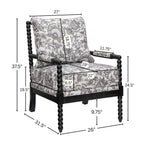 Belvoir Upholstered Spool Accent Chair with Turned Wood Frame, Floral