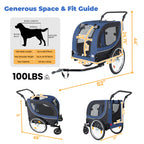 2-in-1 Bike Trailer & Pet Stroller for Dogs up to 100lbs