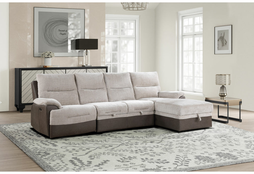 Kia Beige/Brown Sectional With Power and USB