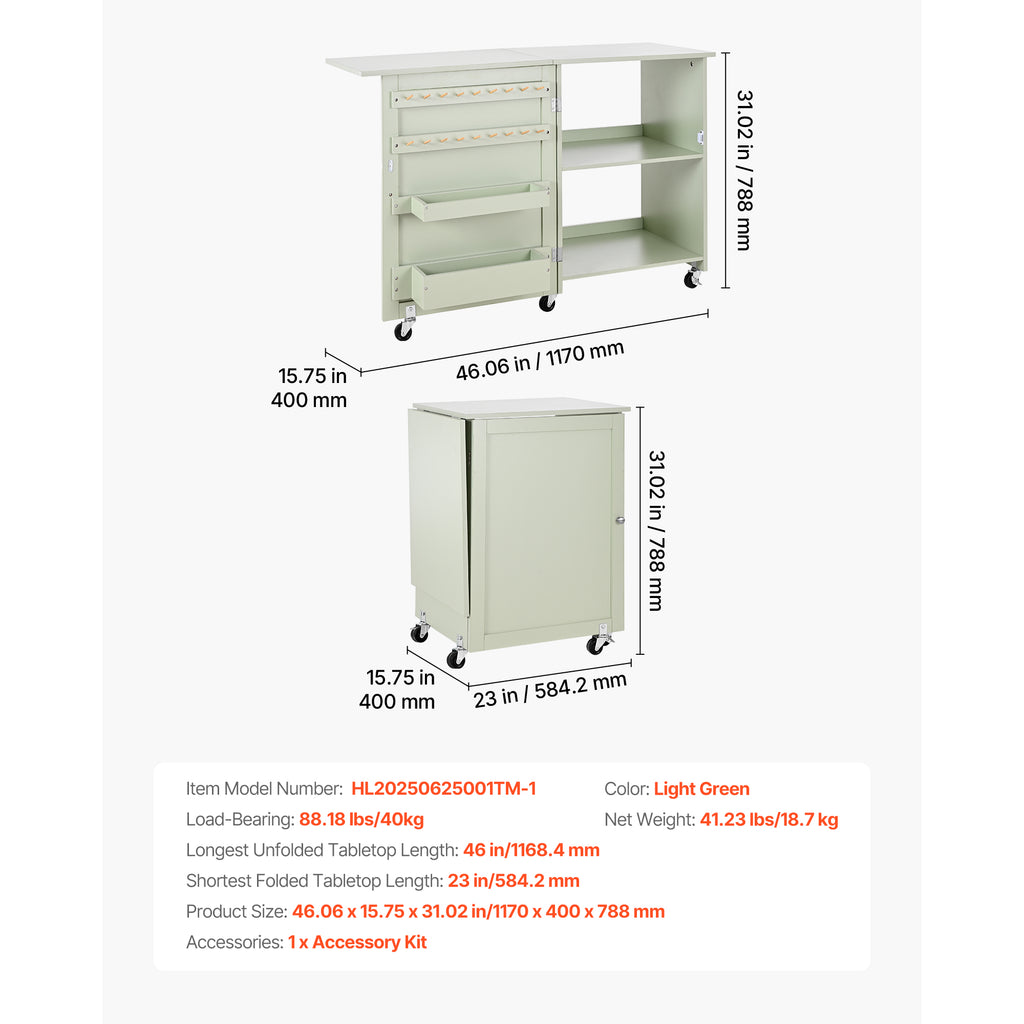 Folding Sewing Table - Multipurpose Craft Station with Storage