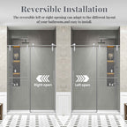 Frameless Single Sliding Shower Door with Towel Rail
