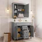 36" Bathroom Vanity with Top Sink, Mirror Cabinet
