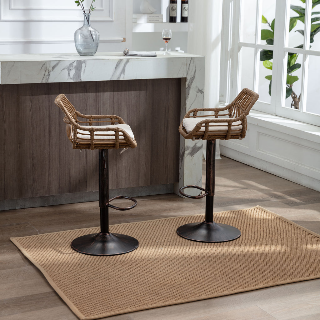 Modern Swivel Bar Stools Set of 2 Adjustable Counter Height Chairs