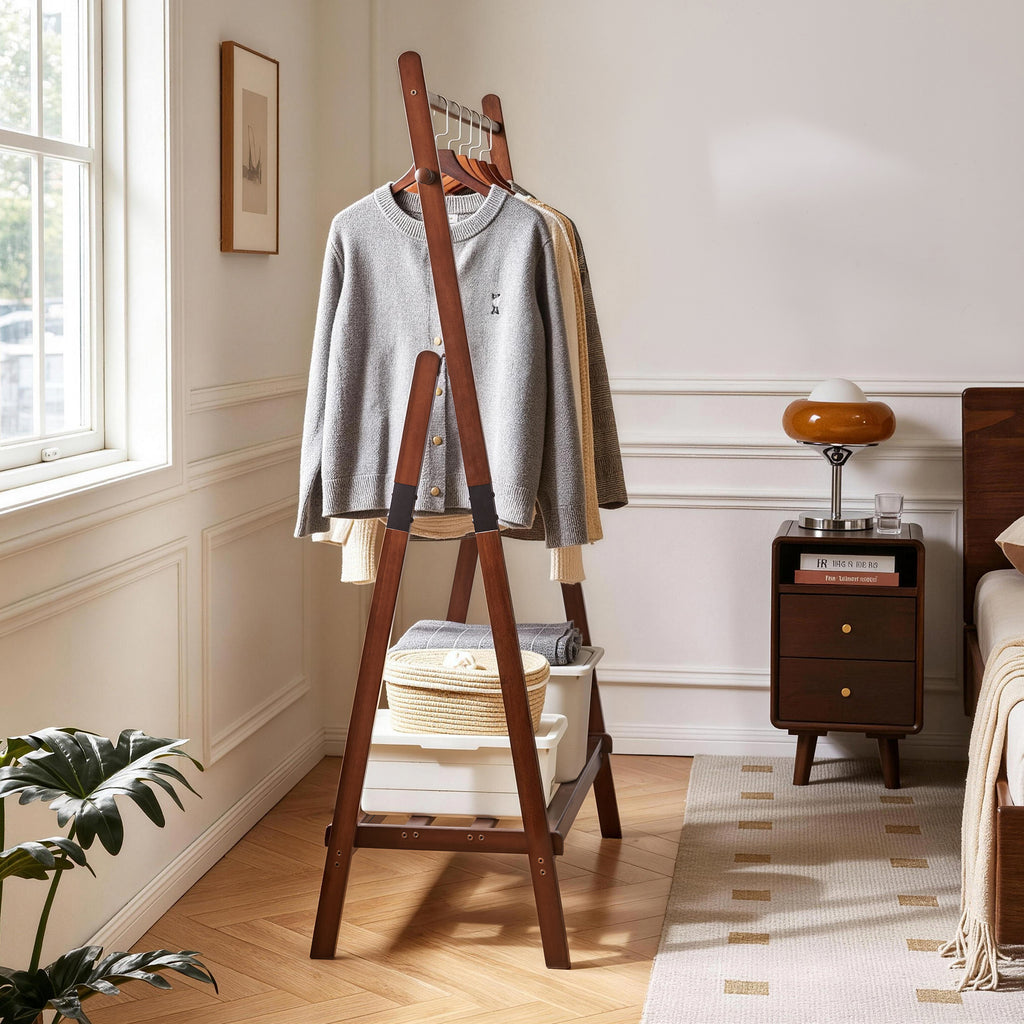 Heavy-Duty Solid Wood Freestanding Clothes Rack