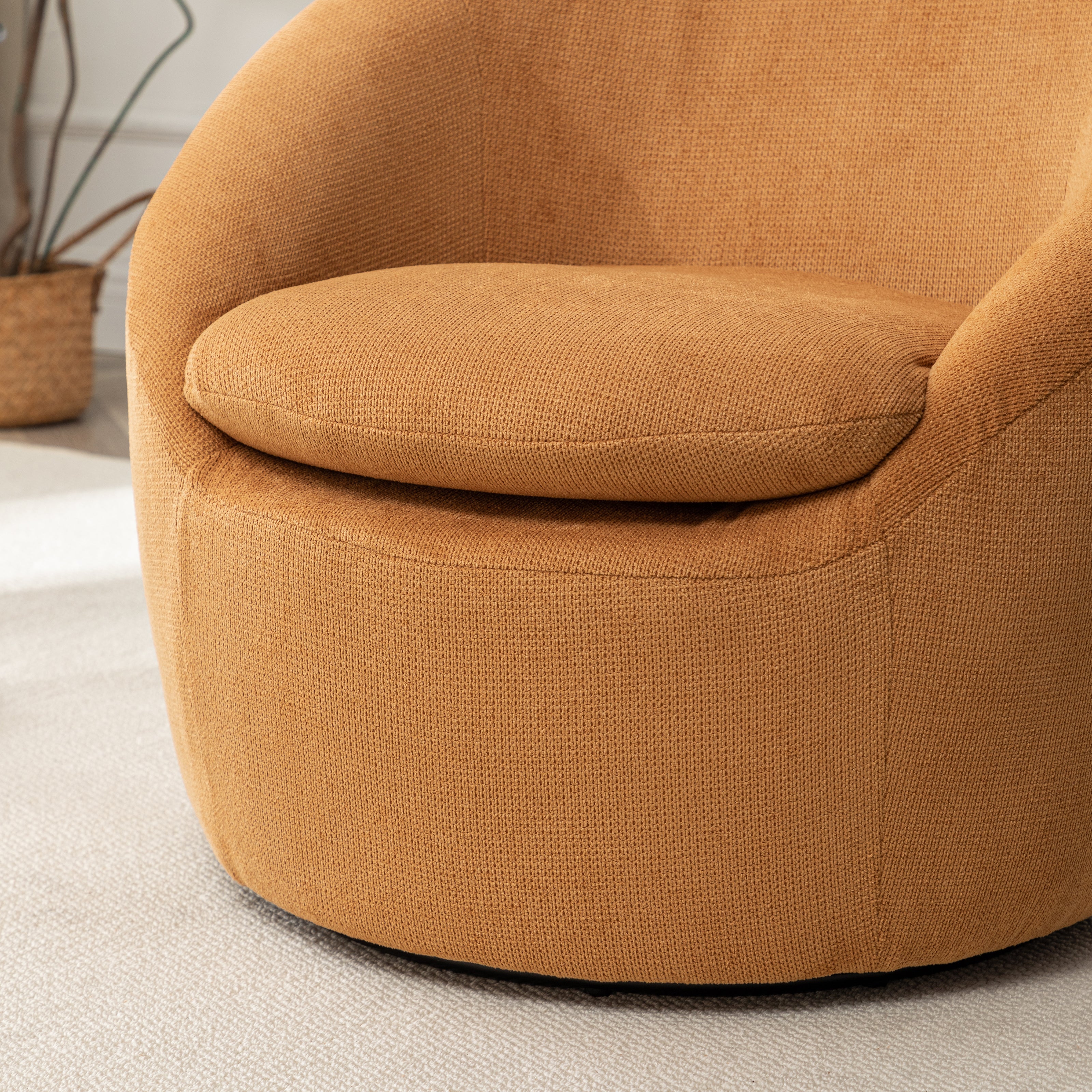 Winnie Modern Teddy Fabric Barrel Chair, 360° Swivel
