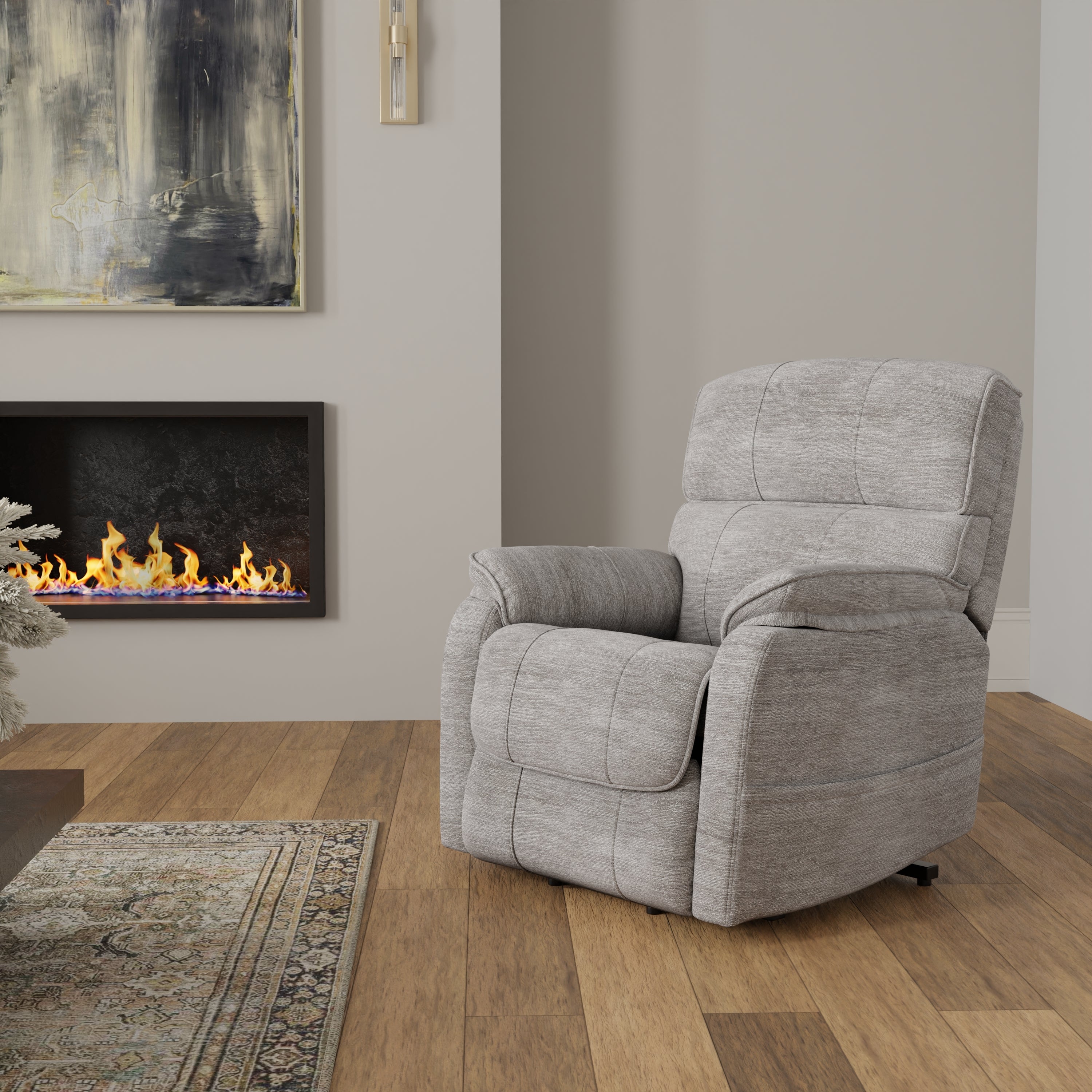 Plush Fabric Power Lift Chair In Lucie Dove