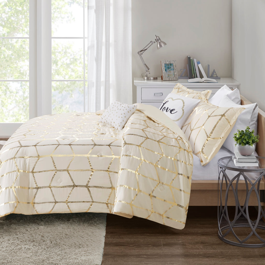 5-Piece Full/Queen 100% Polyester Brushed Printed Comforter Set